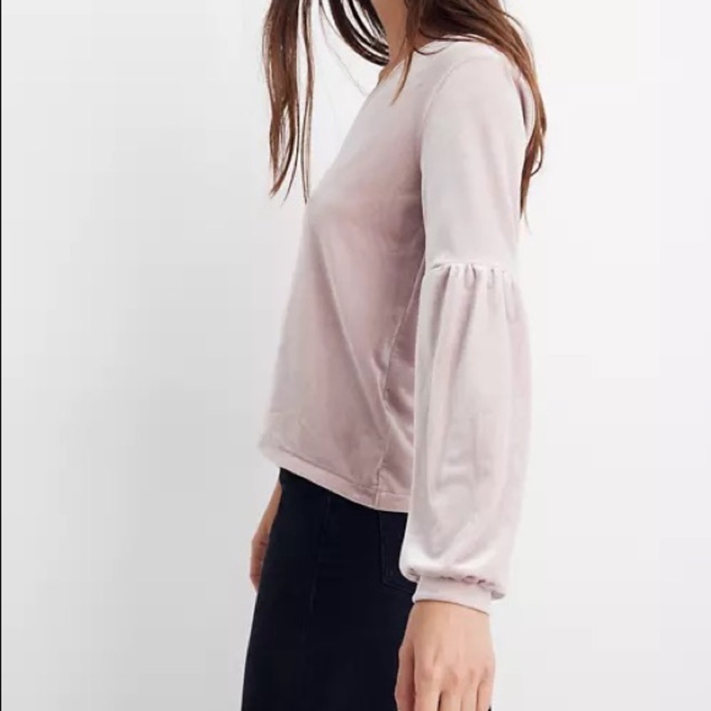 Madewell S plush pink velvet long sleeve crew neck top/sweatshirt